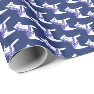Blue and White Horses Wrapping Paper