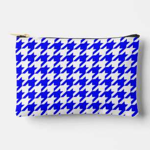 Blue and White Houndstooth Check Accessory Pouch