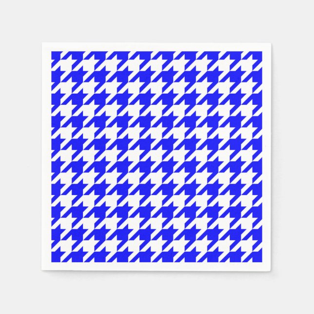 Blue and White Houndstooth Check Napkin (Front)
