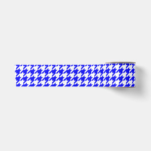 Blue and White Houndstooth Check Satin Ribbon