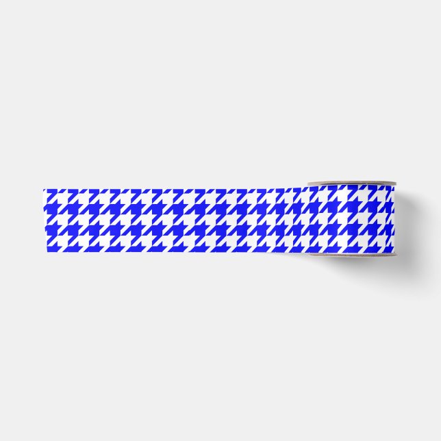 Blue and White Houndstooth Check Satin Ribbon (Front)