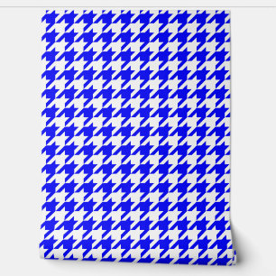 Blue and White Houndstooth Check Wallpaper