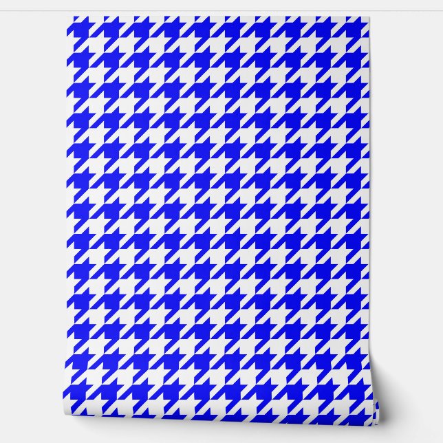 Blue and White Houndstooth Check Wallpaper (Unrolling)