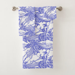 Blue And White Humpback Whale Bath Towel Set