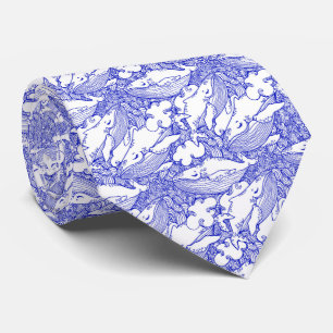 Blue And White Humpback Whale Tie