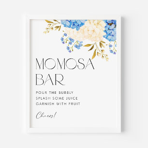 Blue and White Hydrangeas Baby Shower Mimosa Bar Poster