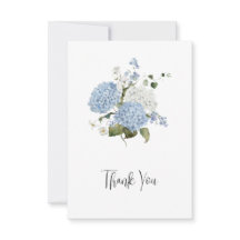 Blue and White Hydrangeas Floral Wedding Thank You