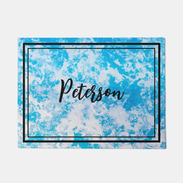 Blue and white ice planet surface doormat (Front)