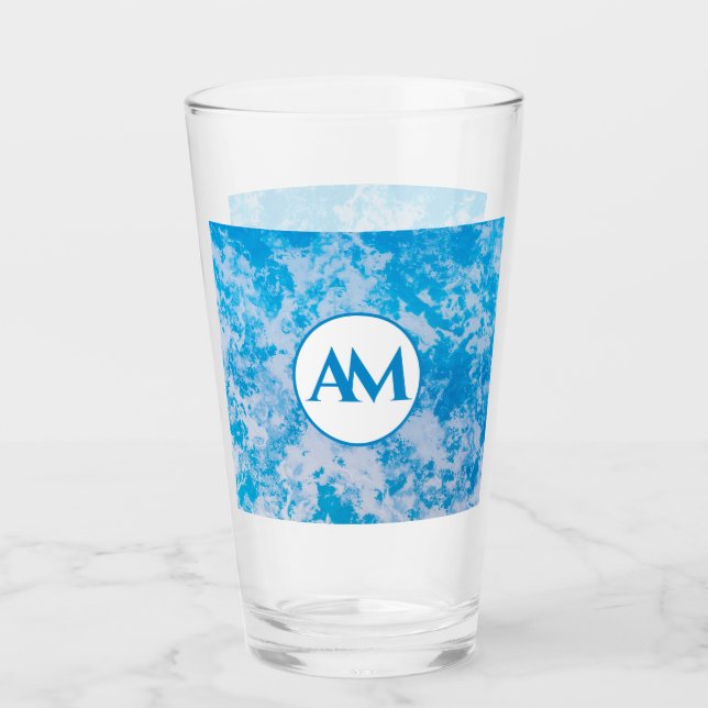 Blue and white ice planet surface name glass (Front)