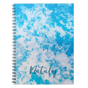 Blue and white ice surface personalised notebook