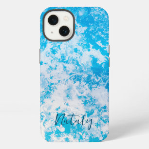 Blue and white ice surface personalized iPhone 13 case