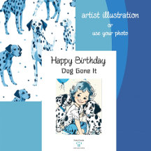 Blue and White Illustrated Dalmatian  | Birthday