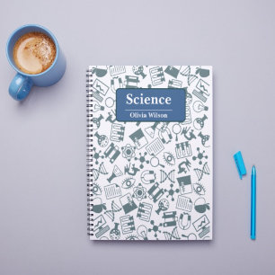 Blue and White Illustrative Science Notebook