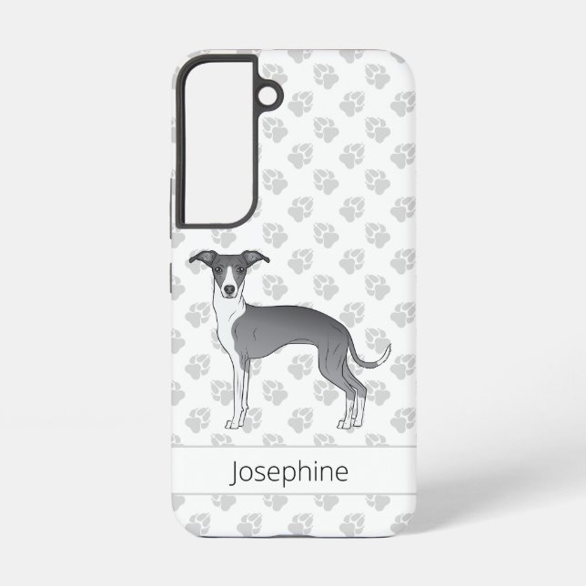 Blue And White Italian Greyhound Dog With Paws Samsung Galaxy S22 Case (Back)