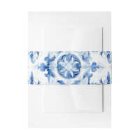 Blue and white Italian watercolor tile pattern