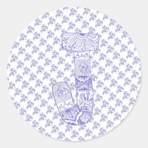 Blue and White J stickers