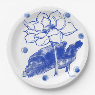 blue and white　Japanese traditional　plate 紙 Paper Plate