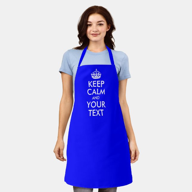 Blue and White Keep Calm and Your Text Apron (Worn)