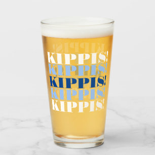 Blue and White Kippis Beer Glass