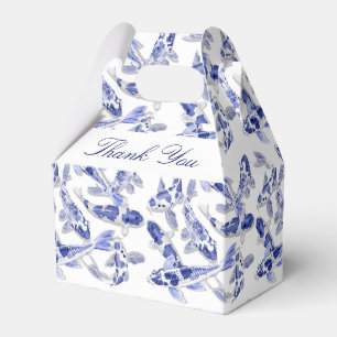 Blue and white koi fish favour box