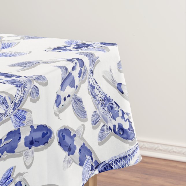 Blue and white Koi Tablecloth (In Situ)