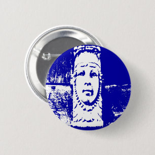 Blue and White Lady Face 6 Cm Round Badge