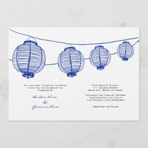 Blue and White Lanterns Wedding Invitation