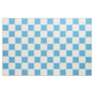 Blue And White Large Chequered Fabric