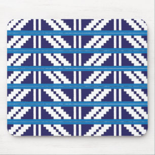 Blue and white Latvian Latgale Ethnic Folk art Mouse Mat