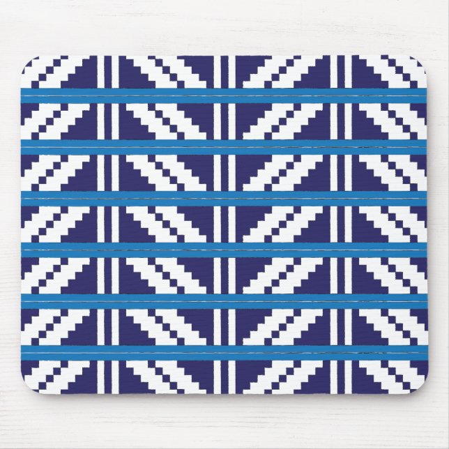 Blue and white Latvian Latgale Ethnic Folk art Mouse Mat (Front)