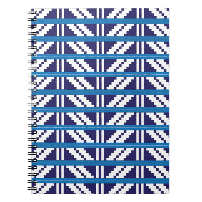 Blue and white Latvian Latgale Ethnic Folk art Notebook (Front)