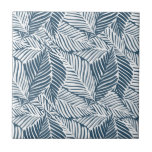Blue and White Leaves  Tile<br><div class="desc">A blue and white leaf pattern creates this striking ceramic tile design. Beautiful for a kitchen backsplash,  bathroom tub,  shower and countertop tile,  or any area (not for outdoor use.) MATCHING items in our store.</div>