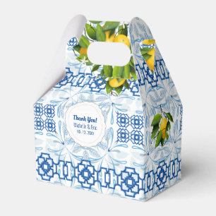 Blue and White Lemon Mediterranean Wedding Favour Box