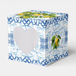 Blue and White Lemon Mediterranean Wedding Favour Box