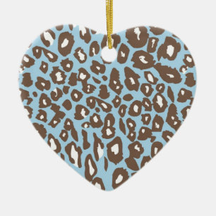 Blue and White Leopard Print Ceramic Tree Decoration