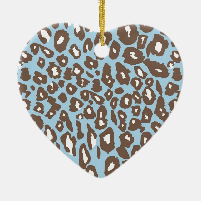 Blue and White Leopard Print Ceramic Tree Decoration (Front)