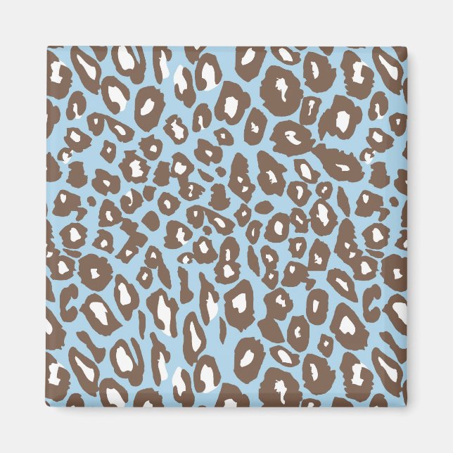 Blue and White Leopard Print Magnet (Front)