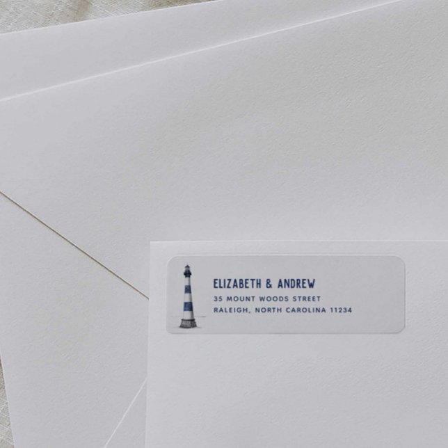Blue and White Lighthouse Return Address (Creator Uploaded)