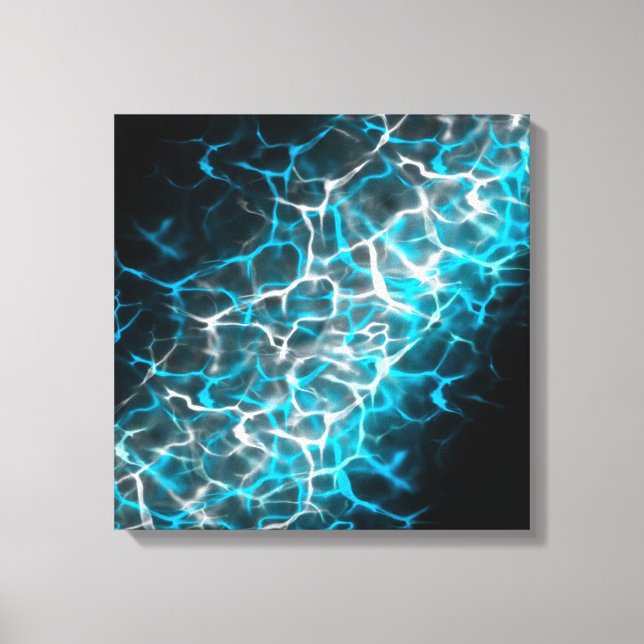 Blue and White Lightning Water Reflection  Canvas Print (Front)