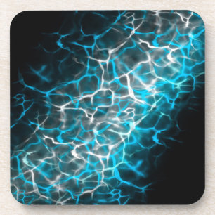 Blue and White Lightning Water Reflection Coaster
