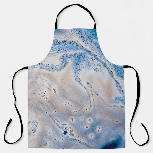 Blue and white liquid art apron (Front)