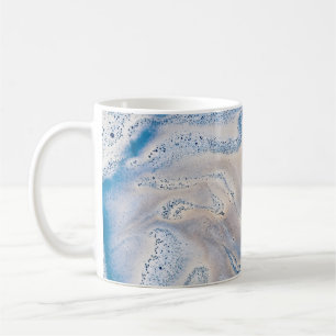 Blue and white liquid art coffee mug