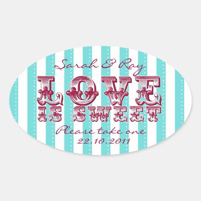 Blue and white love is sweet sticker (Front)