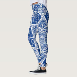 Blue and White Mandala - Loergann in Pacific Leggings