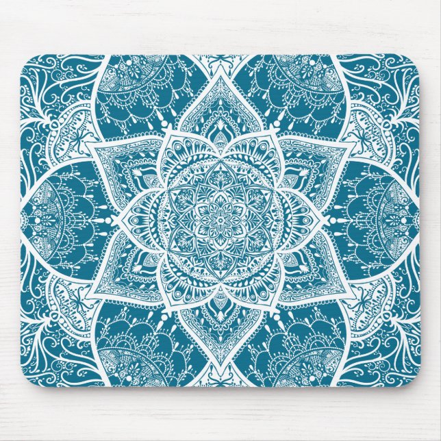 Blue and White Mandala - Loergann in Woad Mouse Mat (Front)