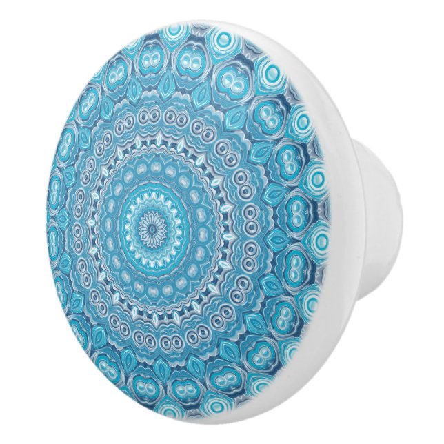 Blue and White Mandala Pattern Design Ceramic Knob (Right)