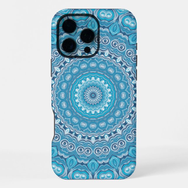 Blue and White Mandala Pattern Design iPhone Case (Back)