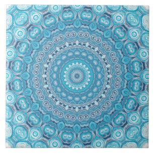 Blue and White Mandala Pattern Design Tile