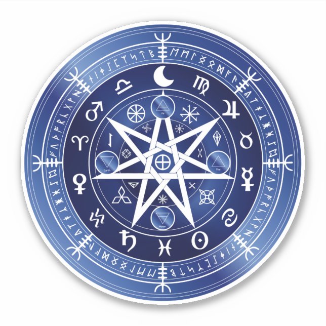 Blue and white  mandala symbol of protection vinyl (Front)