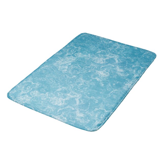  blue and white Marble abstract Bath Mat (Angled)